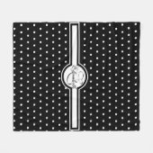 Elegante weiße Polka-Punkte auf Schwarz-Monogramm Fleecedecke (Vorderseite (Horizontal))