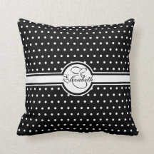 Elegante weiße Polka-Punkte auf Schwarz-Monogramm