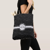 Elegante weiße Polka-Punkte auf schwarzem Monogram Tasche (Von Nahem)