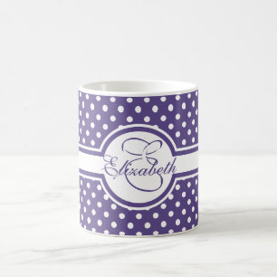 Elegante weiße Polka-Punkte auf Ultra-Violet-Mono Kaffeetasse