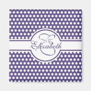 Elegante weiße Polka-Punkte auf Ultra-Violet-Monog Magnet