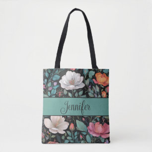 Elegante weiße rosa Rose personalisiert Tasche