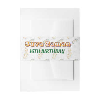 Elegante weiße Rose Blumen 16. Geburtstag Einladungsbanderole