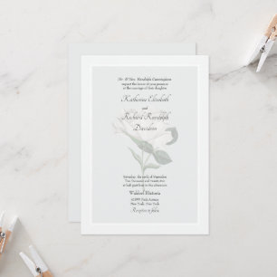 Elegante weiße Rose Ein-Ort-Hochzeitseinladung Einladung