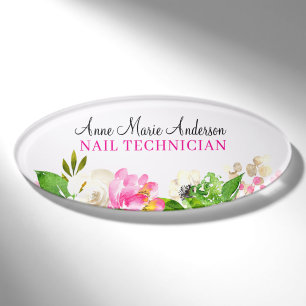 Elegante weiße Rose Florale professionelle Name Namenschild