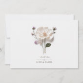 Elegante weiße Rose Horizontal Einladung zur Hochz (Vorderseite)