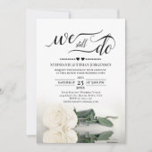 Elegante weiße Rose machen wir noch Hochzeitfeiert Einladung (Vorderseite)