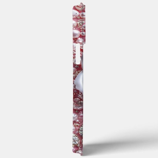 Elegante weiße Rose und glänzende, rosa Perlen Case-Mate iPhone Hülle (Rückseite / Rechts)