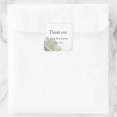 Elegante weiße Rose und Silber Danke Quadratischer Aufkleber (Tasche)