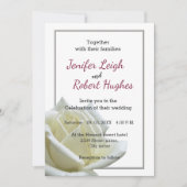 Elegante, weiße Rose und Silberhochzeit Einladung (Vorderseite)