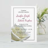 Elegante, weiße Rose und Silberhochzeit Einladung (Stehend Vorderseite)