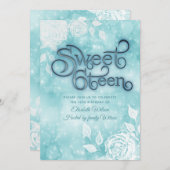 Elegante, weiße Rosen, 16 . Geburtstag Einladung (Vorne/Hinten)