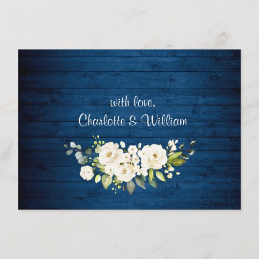 Elegante Weiße Rosen an der Spitze Rustikale Hochz Begleitkarte (Rückseite)