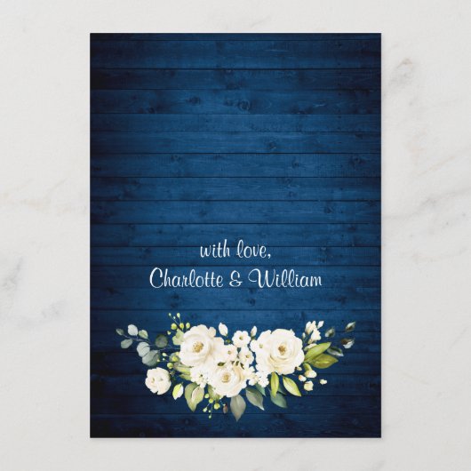 Elegante Weiße Rosen an der Spitze Rustikale Hochz Begleitkarte (Rückseite)