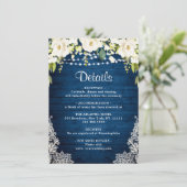 Elegante Weiße Rosen an der Spitze Rustikale Hochz Begleitkarte (Stehend Vorderseite)