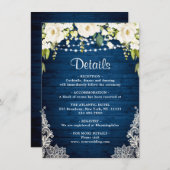 Elegante Weiße Rosen an der Spitze Rustikale Hochz Begleitkarte (Vorne/Hinten)