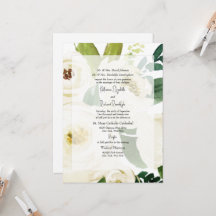 Elegante weiße Rosen-Aquarell-Hochzeitseinladung I