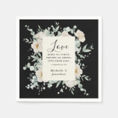 Elegante weiße Rosen auf der Black Wedding Bible V Serviette (Vorderseite)