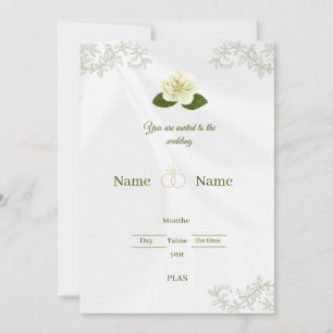 Elegante weiße Rosen-Blumen-Hochzeitseinladung Einladung