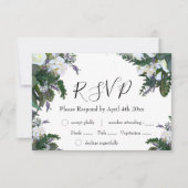 Elegante weiße Rosen Blumenlavendel UAWG RSVP Karte (Vorderseite)