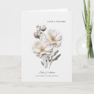 Elegante weiße Rosen gefaltete Dankeskarten Dankeskarte