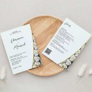 Elegante Weiße Rosen Hochzeit in einem Einladung