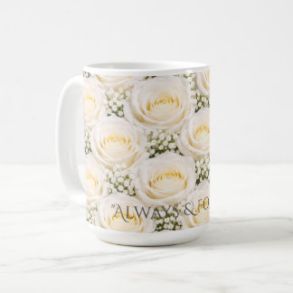 Elegante weiße Rosen personalisierte Namens-Tasse Kaffeetasse