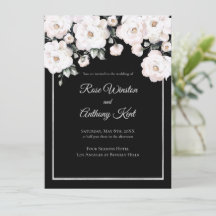 Elegante weiße Rosen Silver Frame Black Wedding
