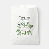 Elegante Weiße Rosen und Gipskraut Hochzeit Geschenktütchen (Vorderseite)