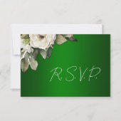 Elegante Weiße Rosen und Smaragdgrüne UAWG RSVP Karte (Vorderseite)
