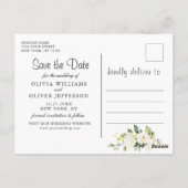 Elegante Weiße Rosen und Spitzen Rustikal Save the Postkarte (Rückseite)