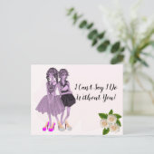 Elegante weiße Rosen werden Sie meine Bridesmaid P Postkarte (Stehend Vorderseite)