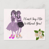 Elegante weiße Rosen werden Sie meine Bridesmaid P Postkarte (Vorderseite)