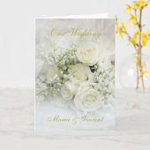 Elegante, weiße Rosenbukett Hochzeit Karte (Gelbe Blume)