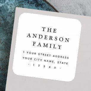 Elegante weiße Rücksendeadresse Quadratischer Aufkleber