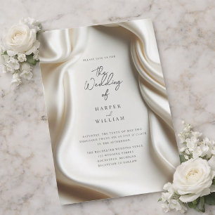 Elegante weiße Satin-Hochzeitseinladung Einladung