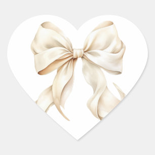 Elegante weiße Schleife Baby Shower Herz-Aufkleber