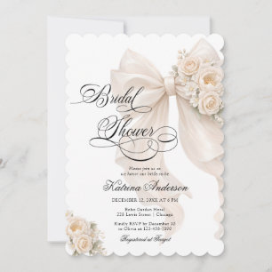 Elegante weiße Schleife Floral Brautparty Einladung