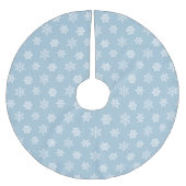 Elegante weiße Schneeflocken auf Light Blue Polyester Weihnachtsbaumdecke (Vorderseite)