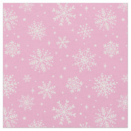 Elegante weiße Schneeflocken auf rosa Untergrund Stoff