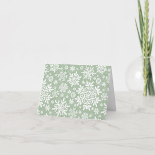 Elegante weiße Schneeflocken (Sage Pine) Karte