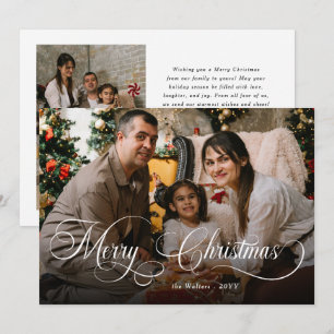Elegante weiße Schrift Merry Christmas Foto-Overla Feiertagskarte