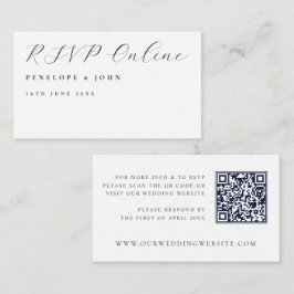 Elegante weiße Schrift QR-Code Hochzeitswebsite RS Begleitkarte