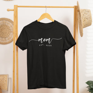Elegante weiße Schrift-Typografie Established Mom T-Shirt