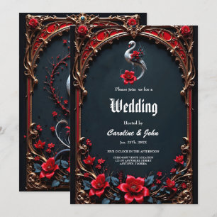 Elegante Weiße-Schwan-Hochzeitskollektion Einladung