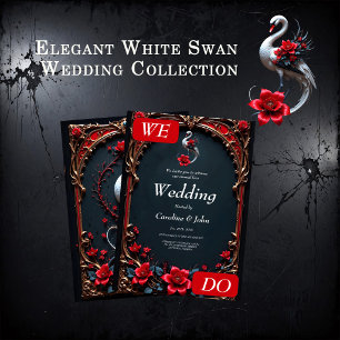 Elegante Weiße-Schwan-Hochzeitskollektion  Einladung