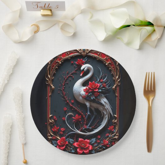 Elegante Weiße-Schwan-Hochzeitskollektion Pappteller (Hochzeit)
