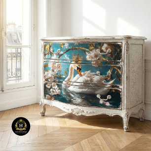 Elegante Weiße Schwanblüten Zweige Dekoupage Seidenpapier