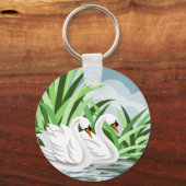 Elegante Weiße Schwäne Schlüsselanhänger (Vorderseite)