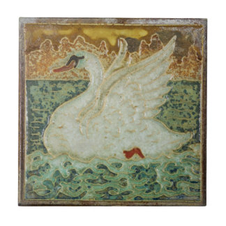 Elegante Weiße Schwäne Vögel auf dem Vintagen See Fliese